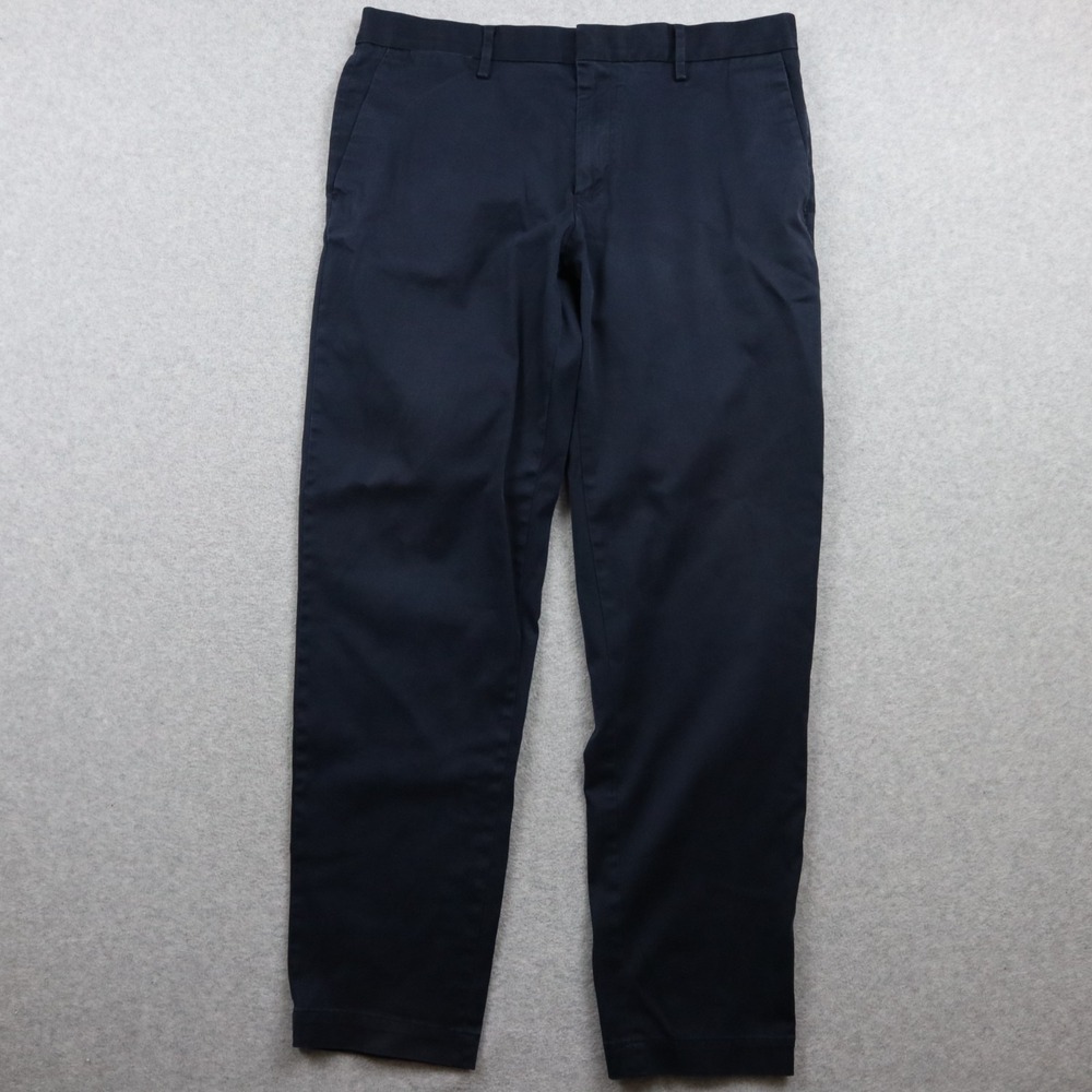 Banana Republic Pants Mens 36x34 Tapered Fit Khaki Stretch Flex Flat Front Blue